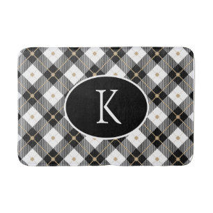 Personlig Monogrammed Black White Guld Play Badrumsmatta