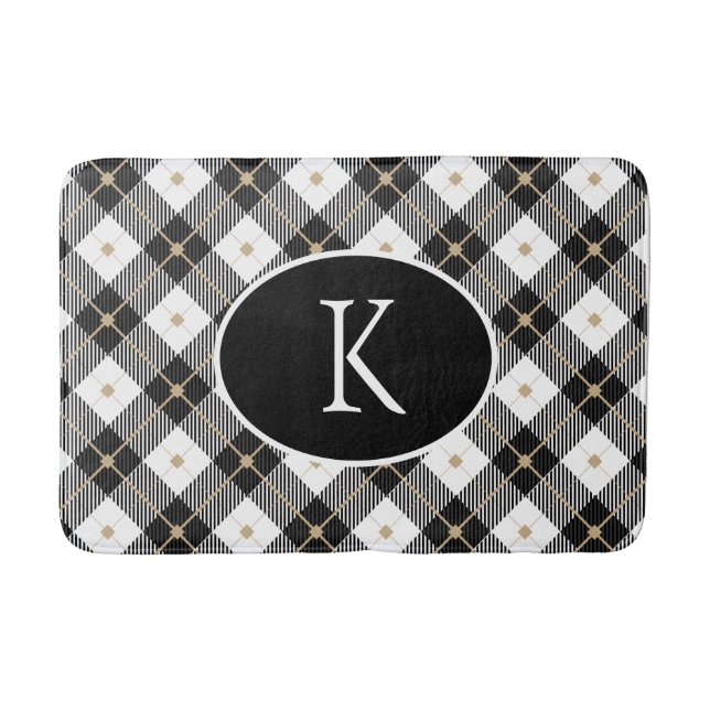 Personlig Monogrammed Black White Guld Play Badrumsmatta (Framsidan)