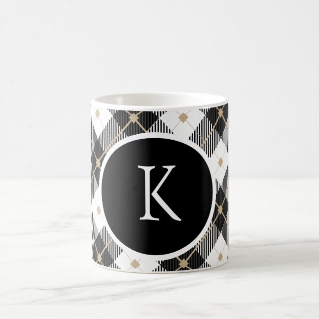 Personlig Monogrammed Black White Guld Play Kaffemugg (Center)