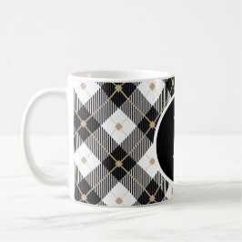 Personlig Monogrammed Black White Guld Play Kaffemugg