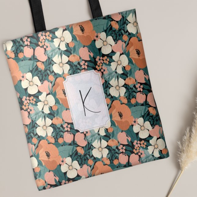Personlig Monogrammed Blommigt Tygkasse (Skapare uppladdad)