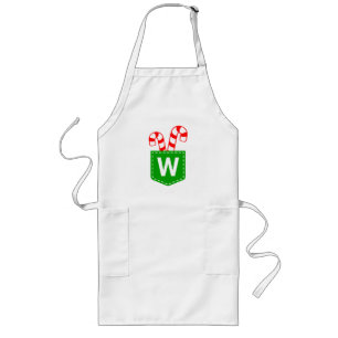 Personlig Monogrammed Candy cane i Pocket-Chicen Långt Förkläde
