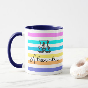 Personlig Monogrammed Girly Rainbow Coffee Mugg
