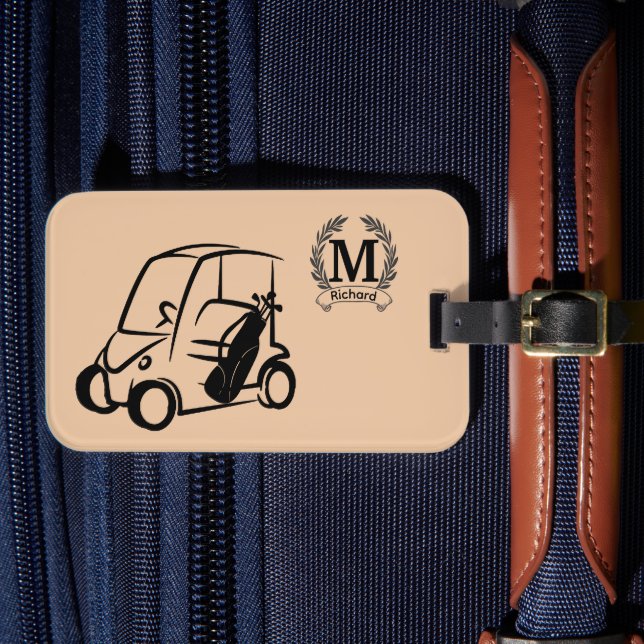 Personlig Monogrammed Golf Bag Märkre, Golfer Gift Bagagebricka (Framsida Insitu 4)