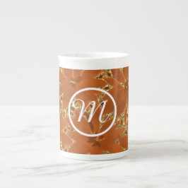Personlig Monogrammed Guld Gnistra Design Benporslin Mugg