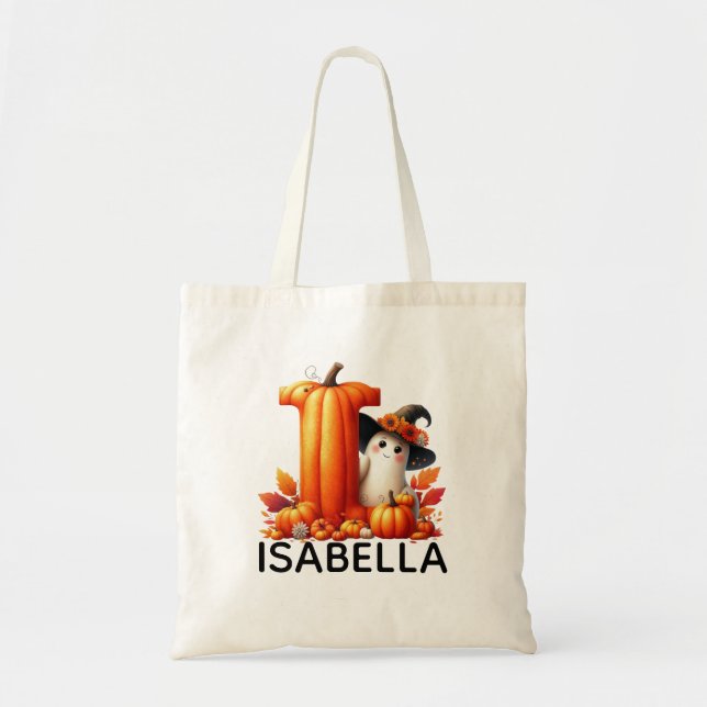Personlig Monogrammed Halloween Tote Bag Tygkasse (Framsidan)