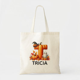 Personlig Monogrammed Halloween Tote Bag Tygkasse