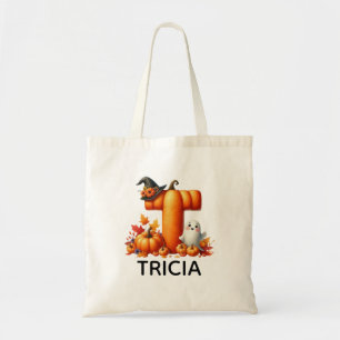 Personlig Monogrammed Halloween Tote Bag Tygkasse