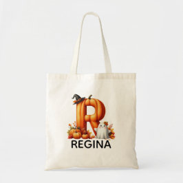 Personlig Monogrammed Halloween Tote Bag Tygkasse