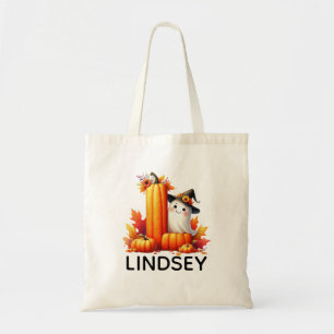 Personlig Monogrammed Halloween Tote Bag Tygkasse