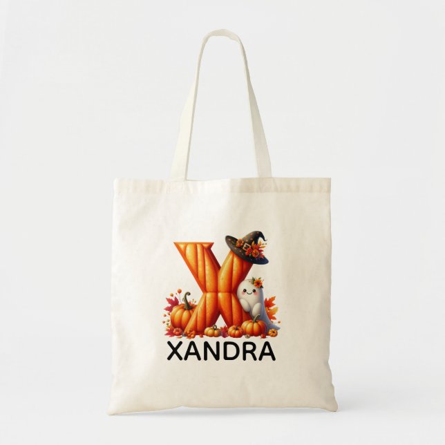 Personlig Monogrammed Halloween Tote Bag Tygkasse (Framsidan)