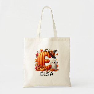 Personlig Monogrammed Halloween Tote Bag Tygkasse