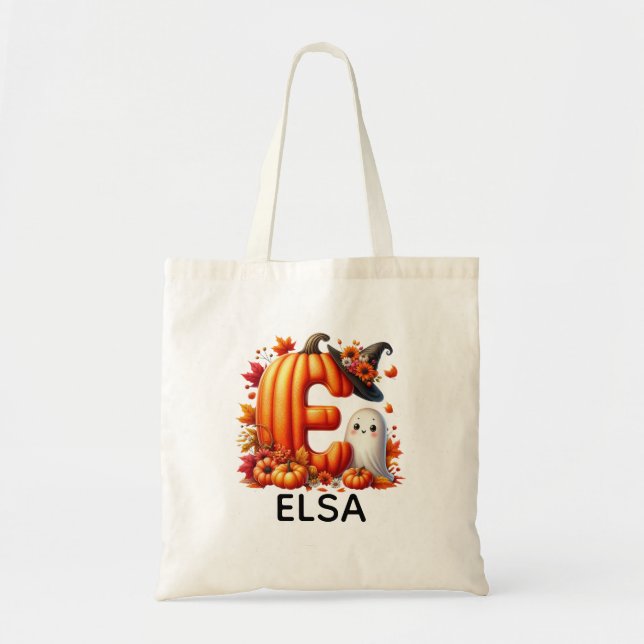Personlig Monogrammed Halloween Tote Bag Tygkasse (Framsidan)