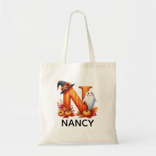 Personlig Monogrammed Halloween Tote Bag Tygkasse