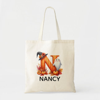 Personlig Monogrammed Halloween Tote Bag Tygkasse