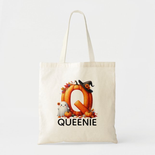 Personlig Monogrammed Halloween Tote Bag Tygkasse (Framsidan)
