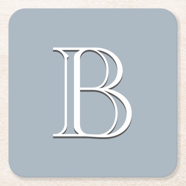 Personlig Monogrammed inledande mjuk blå och vit Underlägg Papper Kvadrat (Framsidan)