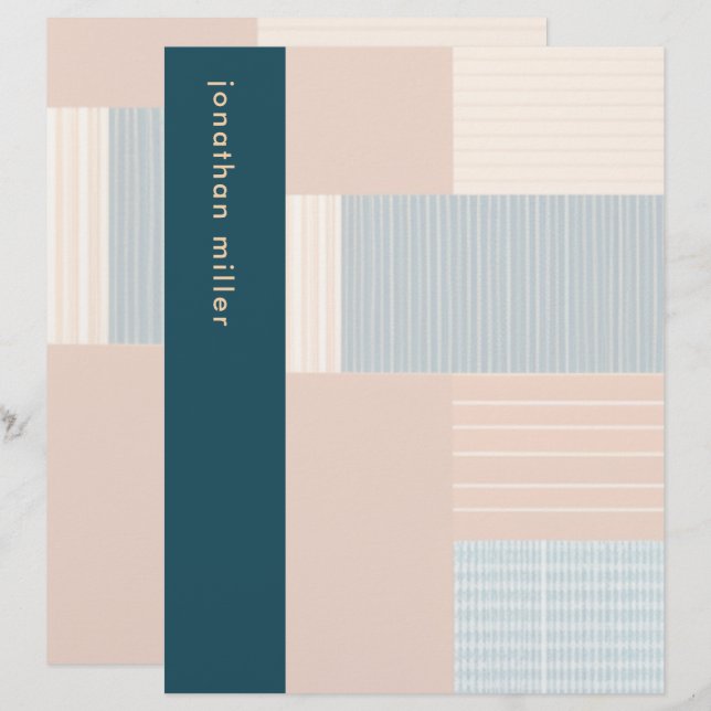 Personlig Monogrammed Modern Art Stationery Brevhuvud (Fram/baksida)