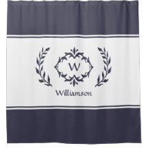 Personlig Monogrammed Namn Inledande blå vit