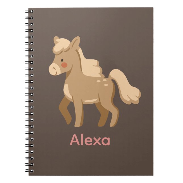 Personlig Monogrammed Pony Horse Girl Anteckningsbok (Framsidan)