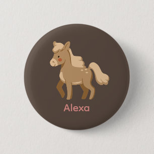 Personlig Monogrammed Pony Horse Girl Knapp