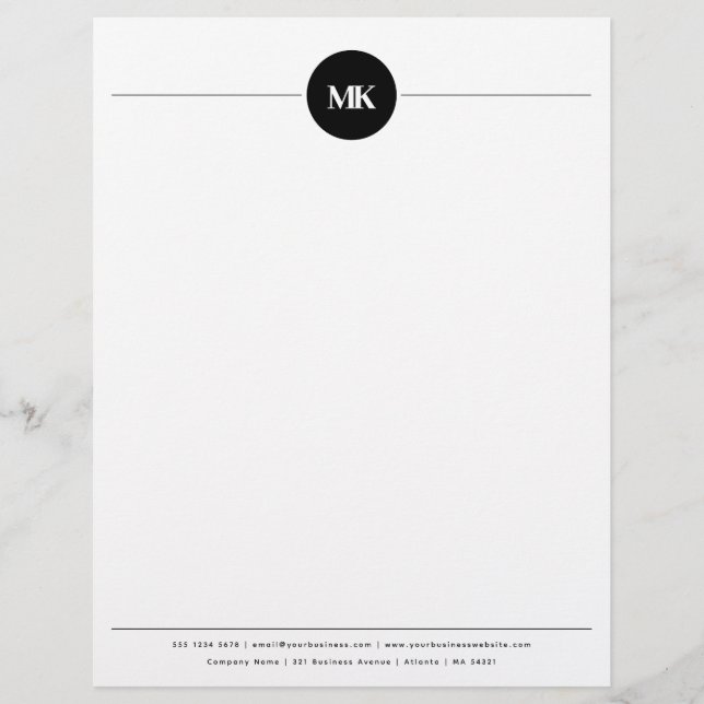 Personlig Monogrammed Professionell Letterhead Brevhuvud (Framsida)