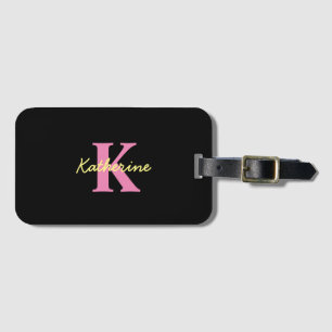 Personlig Monogrammed svart modern Bagagebricka