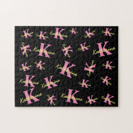 Personlig Monogrammed svart modern Pussel