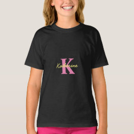 Personlig Monogrammed svart modern T Shirt