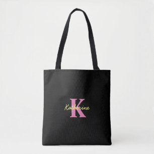 Personlig Monogrammed svart modern Tygkasse