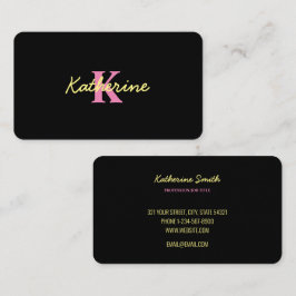Personlig Monogrammed svart modern Visitkort