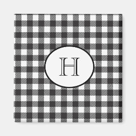 Personlig Monogrammed svartvitt Magnet
