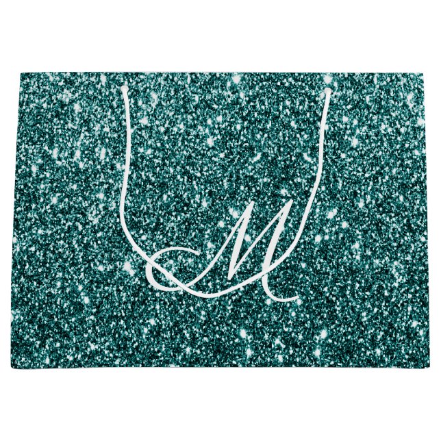 Personlig Monogrammed Teal Glitter Gnistra (Framsidan)