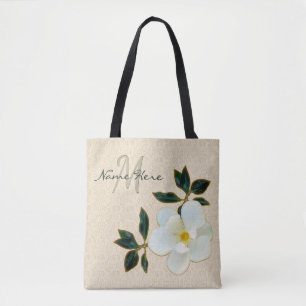 Personlig Monogrammed Tote bags med Magnolia Tygkasse