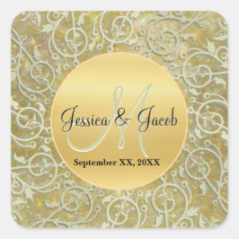 Personlig Monogrammed Wedding Stickers Fyrkantigt Klistermärke