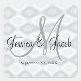 Personlig Monogrammed Wedding Stickers Fyrkantigt Klistermärke