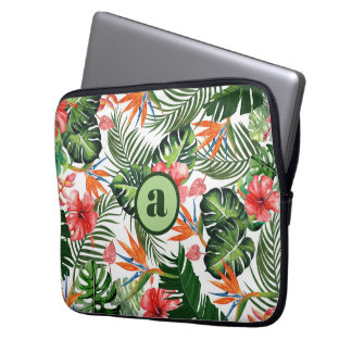 Personlig monogrammerad tropisk mönster laptop fodral