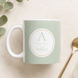 Personlig monogrammets namn i personlig salvia grö kaffemugg
