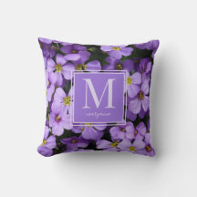 Personlig monogramnamn lila blommor foto