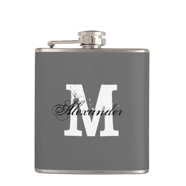 Personlig monogramnamn liten drickflaska fickplunta (Framsidan)