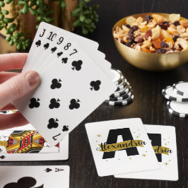Personlig monogramnamn svart och guld casinokort