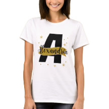 Personlig monogramnamn svart vit guld