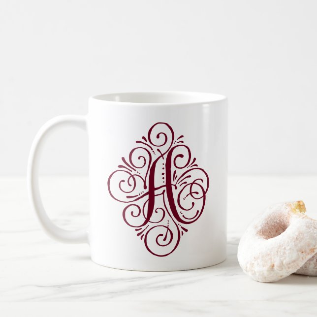 Personlig monogramprydnad med svängiga former kaffemugg (Med munk)