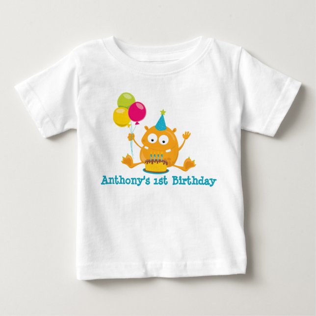 Personlig Monster First Birthday Romper T Shirt (Framsida)