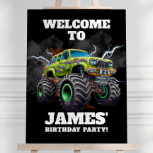 Personlig Monster Lastbil Birthday Välkomstskylt