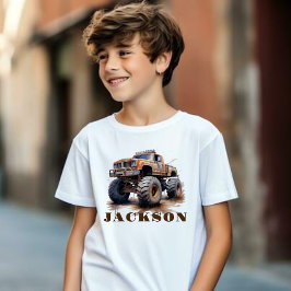 Personlig Monster Lastbil Namn T-Shirt För barn