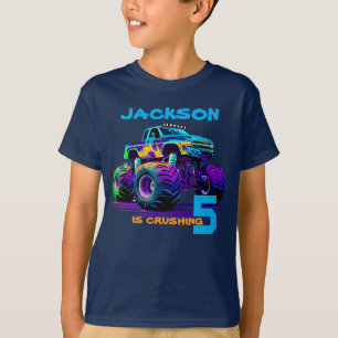 Personlig Monster Truck Födelsedags T-Shirt för Po