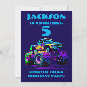 Personlig Monster Truck Födelsedagsinbjudan Inbjudningar