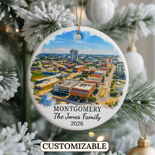 Personlig Montgomery-ornament, Anpassad Alabama Julgransprydnad Keramik