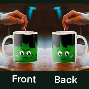Personlig Moody Lycklig Ledsen Frankenstein Ansikt Kaffemugg